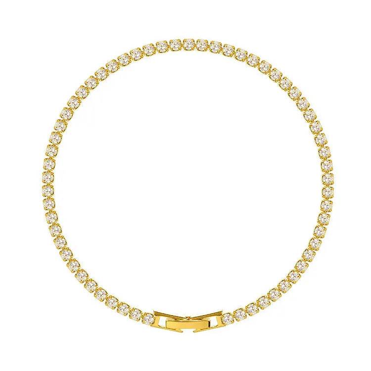 SC Fashion Sexy Gold Plated Zircon Choker Necklace Punk Girls Shiny Iced Out CZ Diamond Tennis Chain Necklace for Women