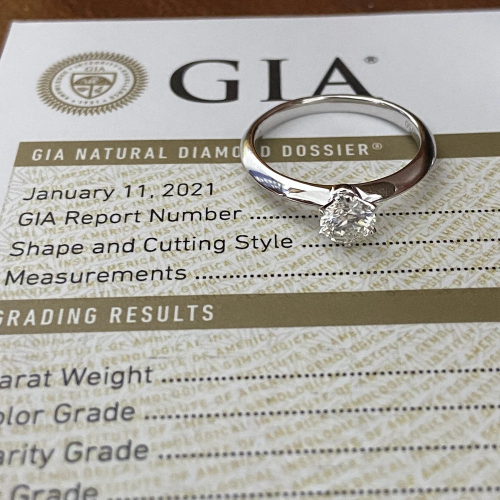 HQ GEMS 18K White Solid Gold 1 Carat GIA H VS 100% Natural Original Diamond Engagement Women Ring