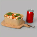 Rectangle Brown White Customize Logo Food Packaging Containers Paper Kraft Square Bowl With PP Lid