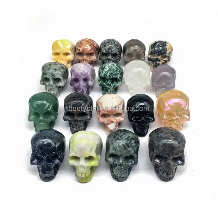 Wholesale Natural Mix Materials Skulls clear Quartz Obsidian Mini Skull Hand Caved Energy Crystal Skull for Sale