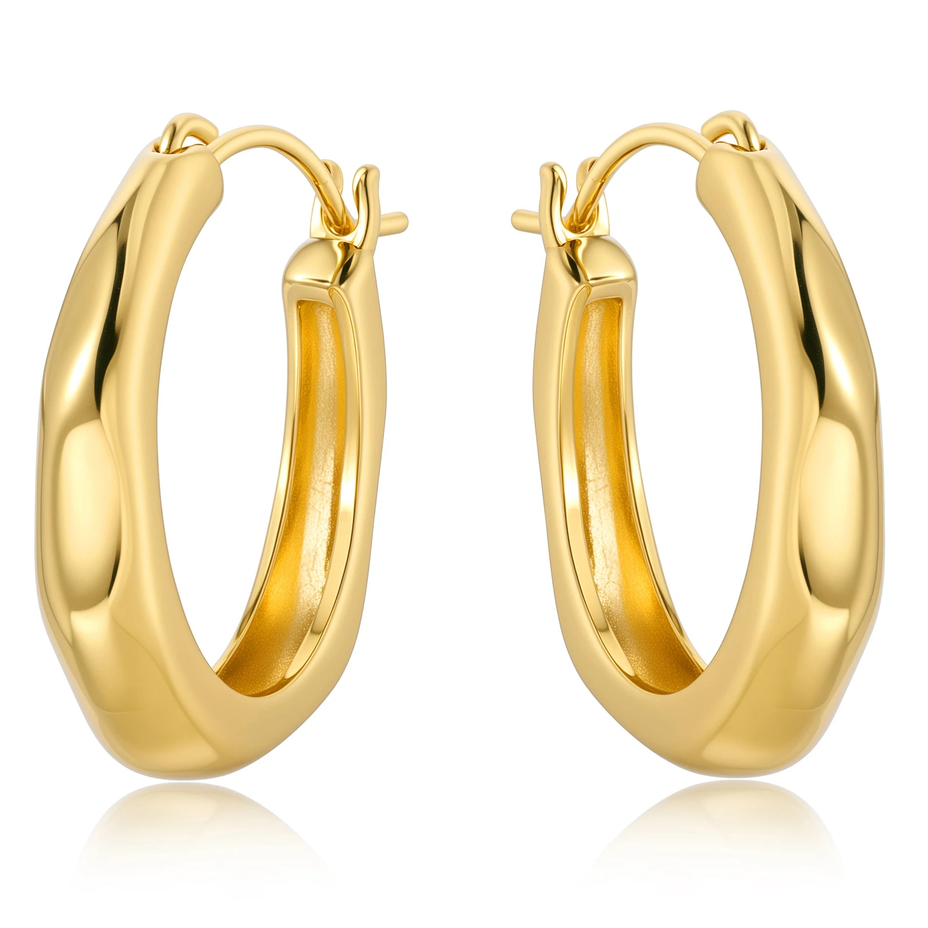 French Minimalist Brass Gold-Plated Silver Pigment Ring Irregular Hoop Earrings Women Jewelry Factory Wholesale