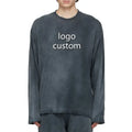 Custom 100% Cotton Washed Long Sleeve O-Neck Printed Silk Screen Printed Vintage Distressed T-Shirt for Men 300g