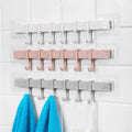 Popular Adjustable 6 Hooks Plastic Bathroom Corner Towel Hanger Kitchen Hook Storage Wall Hanging Hook