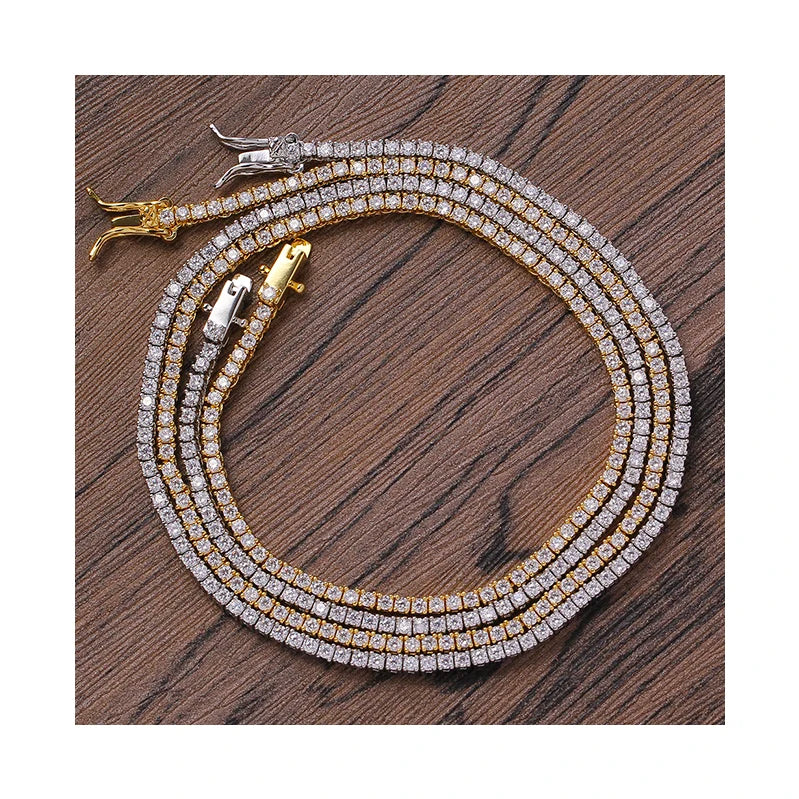 Delicate 2mm Cubic Zirconia Tennis Chain Necklace Fashion Jewelry Iced Out Cubic Zirconia Diamond Tennis Necklace