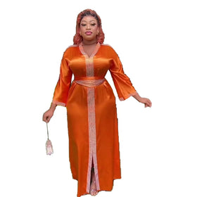 Flash Sale China African Dress Styles V-neck Rayon Ankara Dress African Rhinestone African Design Dresses