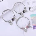 Big Crystal Beads 316L Stainless Steel Charm Bracelet Hearts Crown Pendant Women Charm Bracelet for Gift
