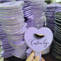 Factory Price Heart-shaped Handle Makeup Mirror with Rhinestone Elliptical Hand-held Vanity Mirrors square Mirror