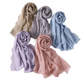 New Pearl Chiffon Long Edge Embroidered Plain Scarf Malay Embroidered Scarf Headband for Women