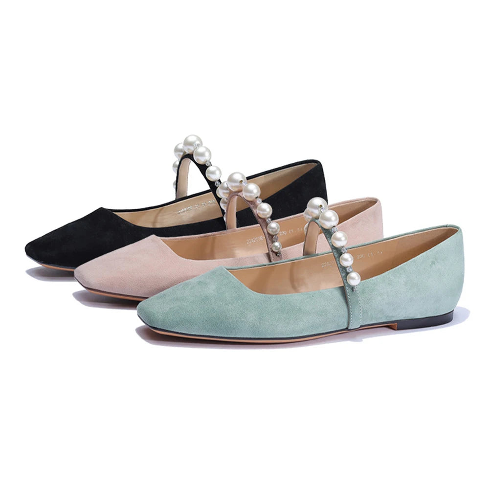 Luxury Unique Design Top Grade Sheepskin Women's Loafer Shoes Wear-Resistant Genuine Leather Suede Casual Ballet Flats