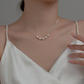 Fashion Women Jewelry 925 Sterling Silver Round Imitation Shell Pearl Pendant Necklaces