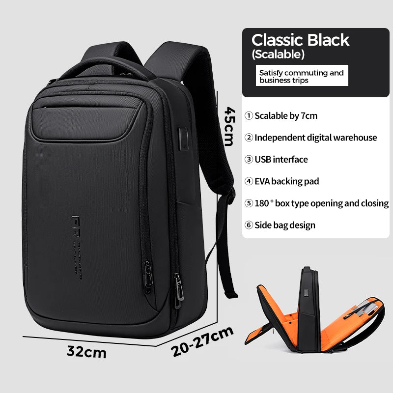 Men's Fashionable 16inch Lightweight Laptop Backpack Casual Large Capacity Oxford School  Bag dilatation Waterproof for Travel