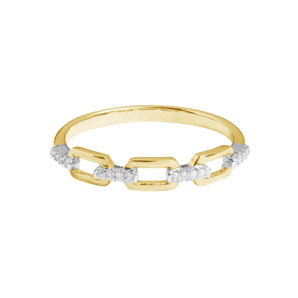 Fashion Minimalist Jewelry 18k Gold Vermeil 925 Sterling Silver Gold Plated Chain Cubic Zircon Rings