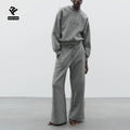 F5190 Custom Women's Fleece Tracksuit Set 2 Piece Oversized Sweatshirt and Wide Leg Pants Two Piece Set Women Clothing