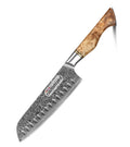 In Stock 67 Layers Damascus Steel Professional Chef Kitchen Santoku Knife with Figured Sycamore Handle
