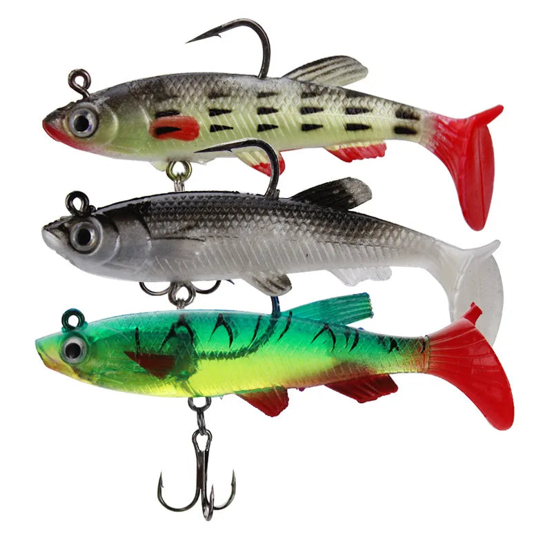 Wholesale 8cm 14g Epoxy Metal Jig Esca Vertical Jig Fishing Lures Long Casting Paddle Tail Soft Fishing Lure River Lake Stream