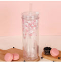 16oz Double Plastic Eco-Friendly Classic Transparent Travel Mug with for and Cherry Color