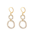 Fashion Charm Double Circle Inlay Zircon Drop Earrings 18K Gold Plated Stainless Steel Minimalist 3 Loop Long Tassel Earrings