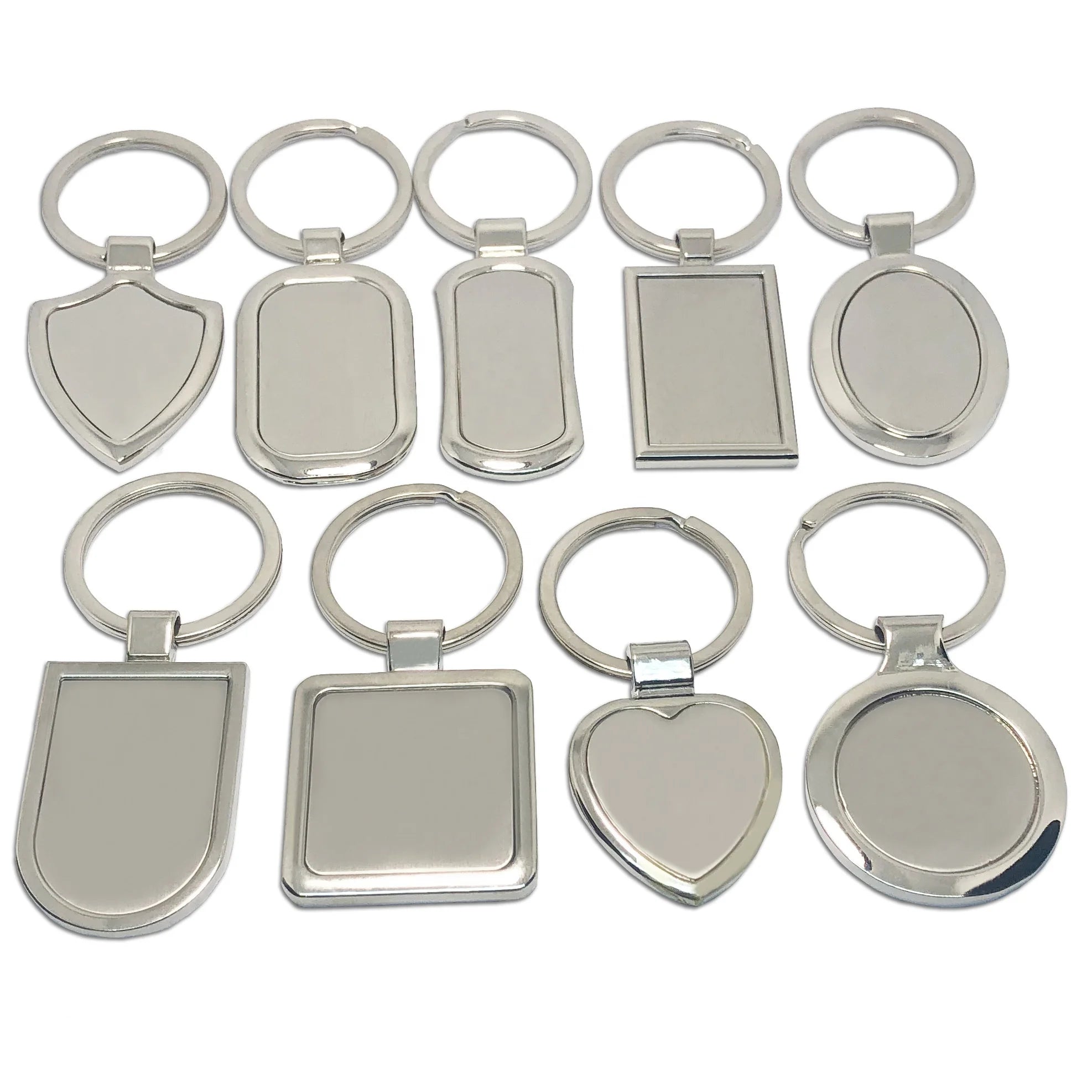 Wholesale Various Shapes Metal Blank Photo Keychain Frame Keychain Can Laser Engraved Logo Key Ring Custom Sublimation Key Chain