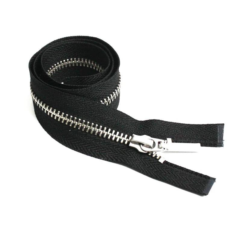 Hot Sale Wholesale Custom Durable Smooth Pull Zips Black Open-End Metal Jeans Zipper for Home Textiles Bags Garments Shoes