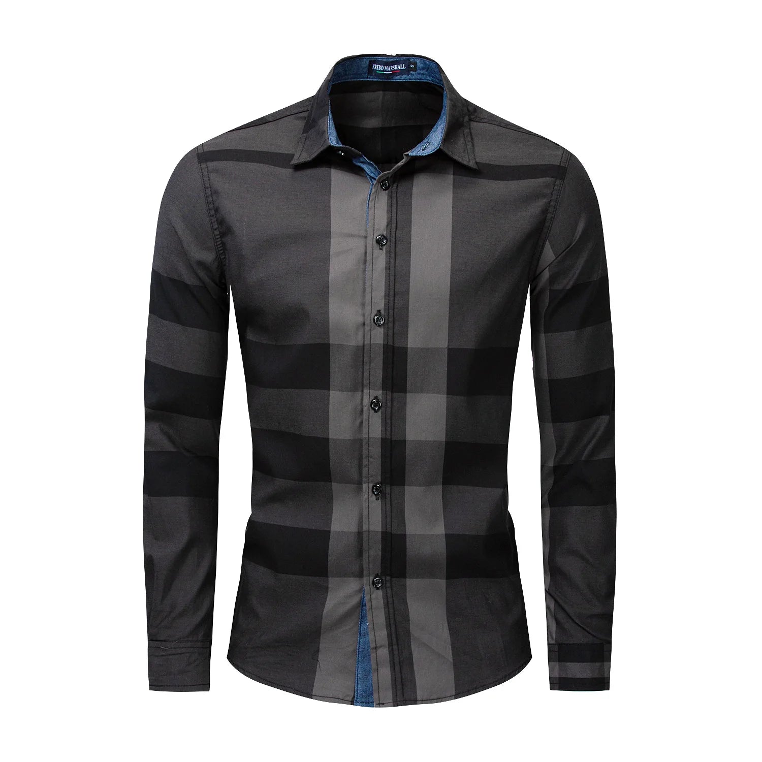 Men Cotton Long Sleeved Shirt Color Casual Shirt