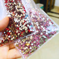 Yantuo Heart Shaped 3mm Lead-Free Glass Tooth Gems Loose Rhinestones with Glitter Flat Back Rhinestones