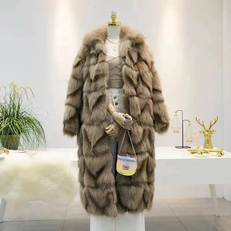 Winter Warm Hot Selling Model Real fox Fur Long Women Jacket Plus Size Oversized Fur Coat