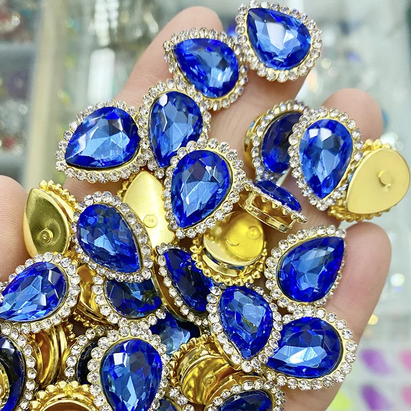 JC Crystal Wholesale Sew on Flat Back Crystal Fancy Stone Metal Claw Glass Stone Cup Garment Crystal Stones