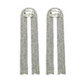 INS Statement Designer Luxury Rhinestone Drop Earrings Shiny Big Glass Crystal Chains Tassel Earrings Wedding Jewelry