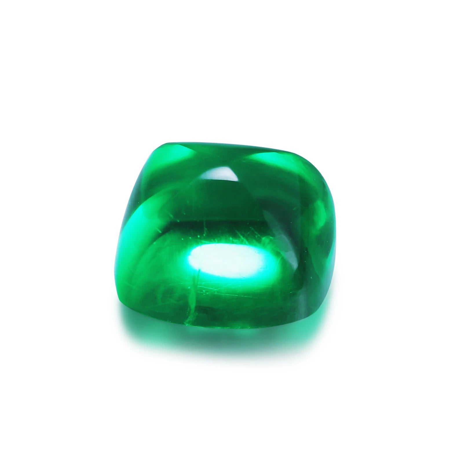 Verdant Green 10x10 mm Sugar Loaf Lab Grown Hydrothermal Emerald Stone for Pendant Colombian Emerald