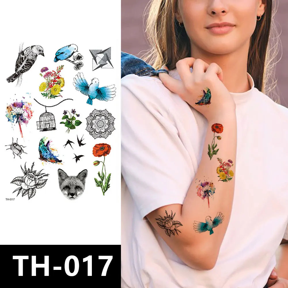 Factory Direct Sales New Half Arm Waterproof Black White Sketch Flower Goddess Cover Scar  Waterproof Tattoo Sticker for Women