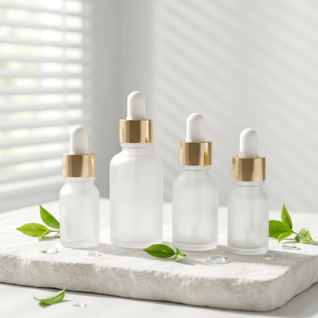 30ml Frosted Glass Dropper Bottle-Screen Printed Cosmetic Serum & Essential Oil Bottles 10ml 15ml 20ml 50ml 100ml