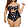 OEM Swimsuit Manufacturer High Waist Print Big Size Black Bikini One Piece Full Coverage Swimwear for Fat Women