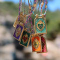 Fashion Colorful Rope Evil Eye Heart Tarot Card Necklace Lucky Bead Chain Plated 18k Gold Pendant Necklace for Women