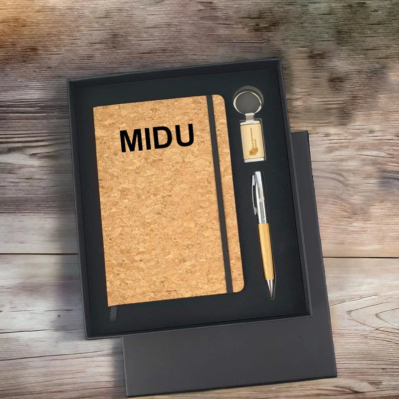 Wholesale 3-Piece Customized Logo Business Notebook Gift Set Office Metal Pen Keychain for Graduation Christmas Chinese New Year