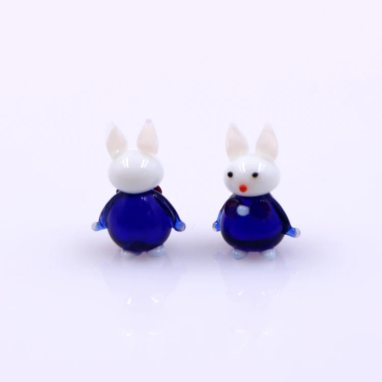 Miniature Small Murano Lampwork Glass Family Rabbit Animal Figurine