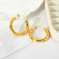 INS Trend C Shaped Hoop Elegant Earrings 18K PVD Gold Plated Waterproof Classic Earrings