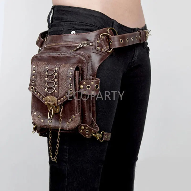 NEW Men Women's Steampunk Waist Bag Fanny Pack Shoulder Crossbody Motorcycle Bag Leg Hip Holster Travel Pouch Hiking Sport Purse