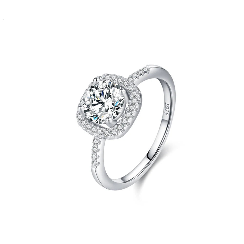 New Arrived Jewelry Sterling Silver 925 CZ Zirconia Square Shape Sparkling Gem Bridal Wedding Rings for Women