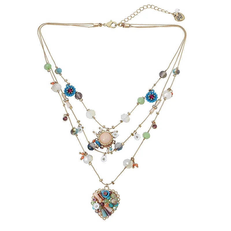 Multi-Colored Necklace Weave and Sew Multi Woven Heart Illusion Necklace