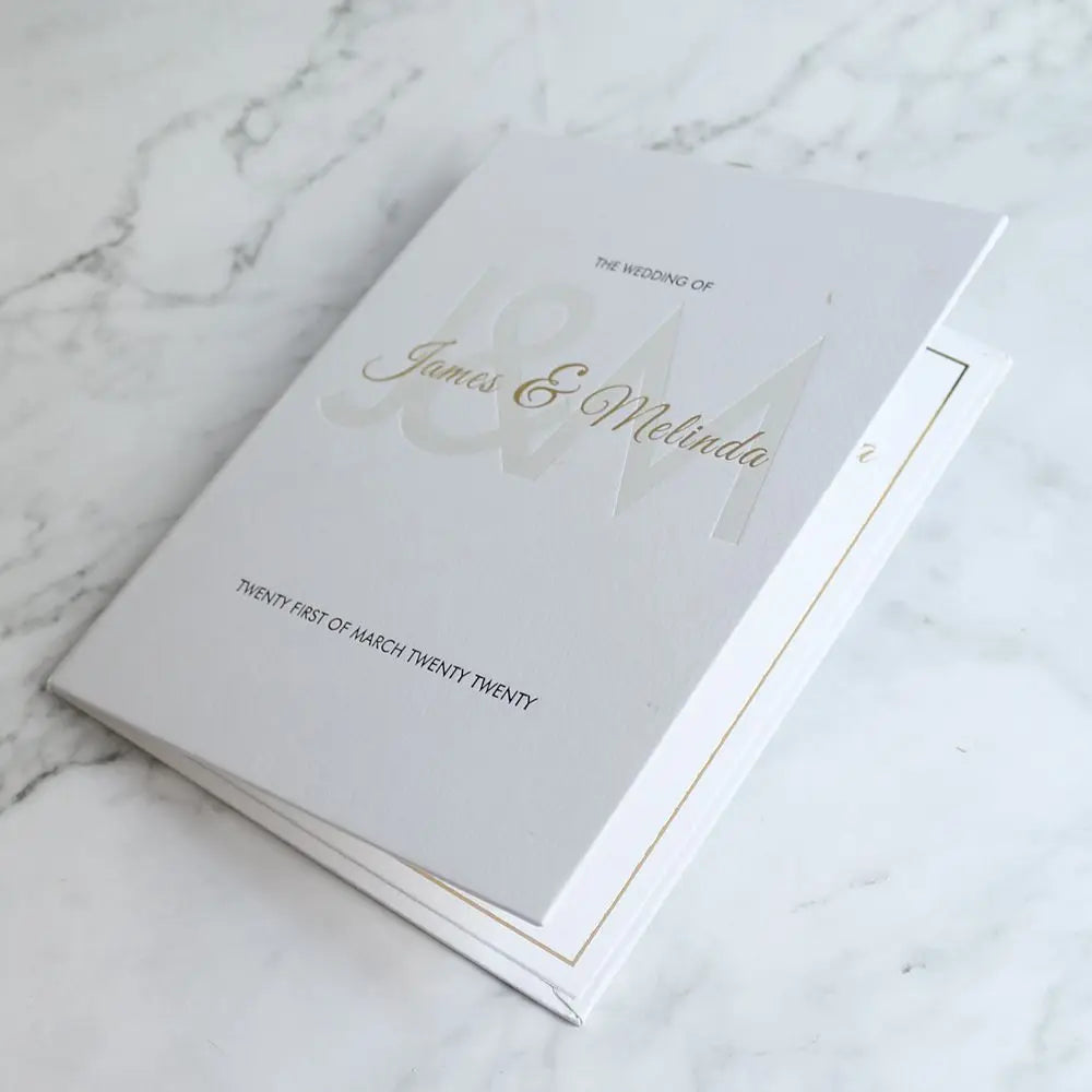Wedding Invitations Luxury Hardcover Invitations Wholesale Blind Debossed Texture White Invitation
