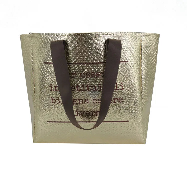 Biodegradable Gold Metallic Custom logo Retail Packaging Bags With Logo For Clothing