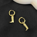 For Foxi 18K Gold Plated Drop Earrings Wholesale Fashion Western Cowboy Boots Design Trendy Brass Hoop Earrings Geometric