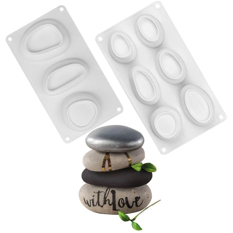 3D Stone Silicone Molds Stone Cake Mousse Mould Plaster Concrete DIY Handmade  Pebble Silicone Candle Soap Making Molds