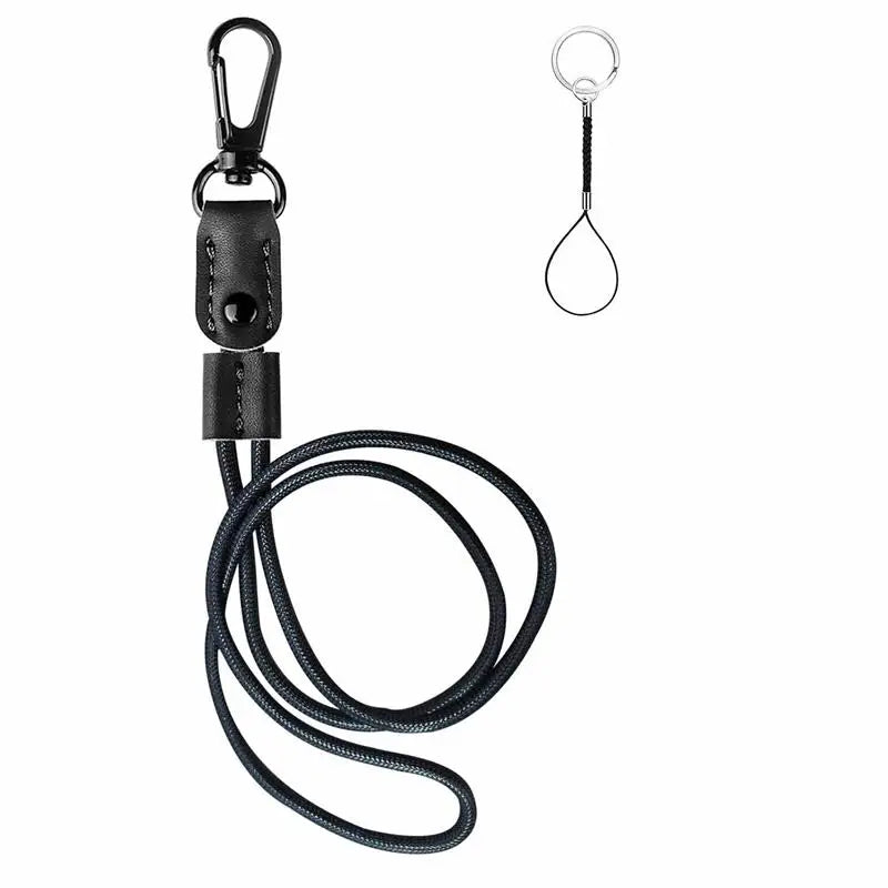 Adjustable Neck Lanyard Keychain Strap Phone String Lanyards PU Leather ID Badge Lanyard Necklace with ID Holder Clip