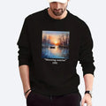 2025 Newest Promotional Wholesale Winter Heat-Transfer Printed Long Knitted Crewneck Sweatshirt Solid Men's 100% Polyester
