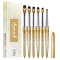 Kemeisi 6PCS Professional Nail Brush Set Grade a 3D Engraving Kolinsky Hair Metal Handle Acrylic Nail Brushes for Nail Extension