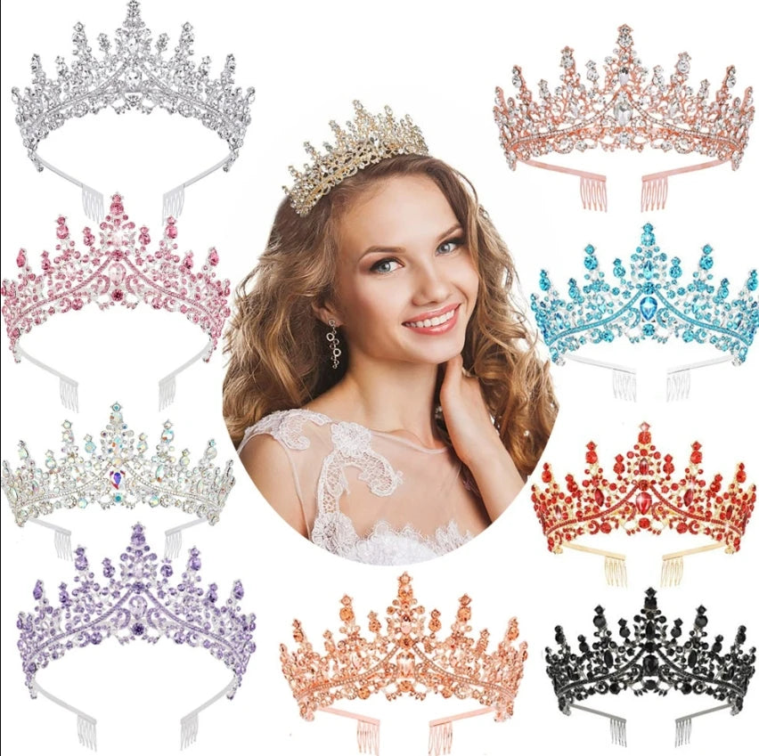 Summer Bridal Wedding Tiara Birthday Party Hair Accessories Crystal Prom Tiaras Queen Crown for Girl