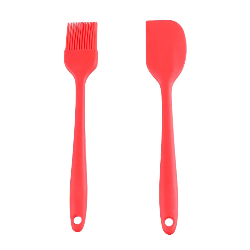 BPA Free Heat Resistance Baking BBQ Kitchen Accessories Tools 21 cm Small Size 2 Pack Silicone Basting Spatula and Brush Set