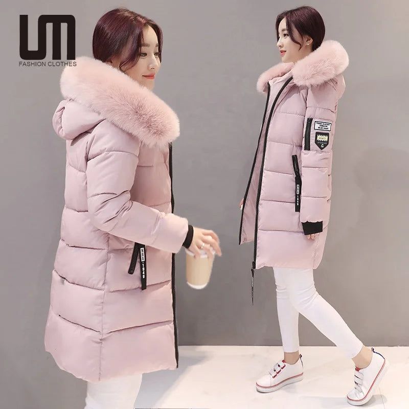 Liu Ming Fall Winter New Arrivals Women Cotton Polyester Hooded Slim Fit Long Plus Size Jacket Coat