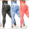 2024 Women New Tie Dyed Seamless Knitted Fast Drying Running Sportswear Yoga Long Sleeve Suit High Waist Yoga Fitness Pants